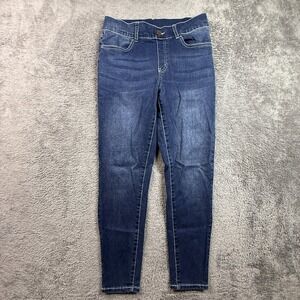 Betabrand Womens L Blue High Waist Pull On Stretch Denim Jeans Skinny